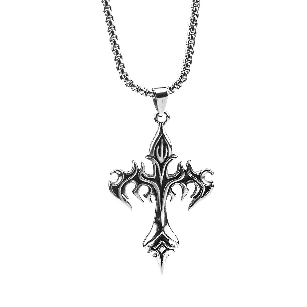 Wholesale Steel Warrior Cross Amulet Pendant Stainless Steel Necklaces